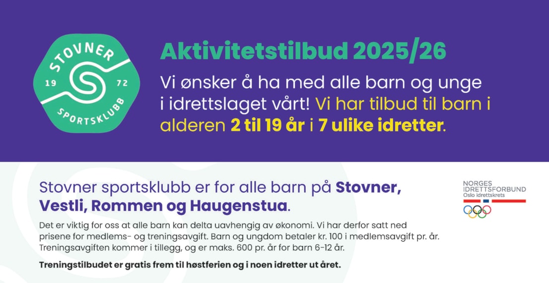 Stovner SKs aktivitetstilbud 2025/26